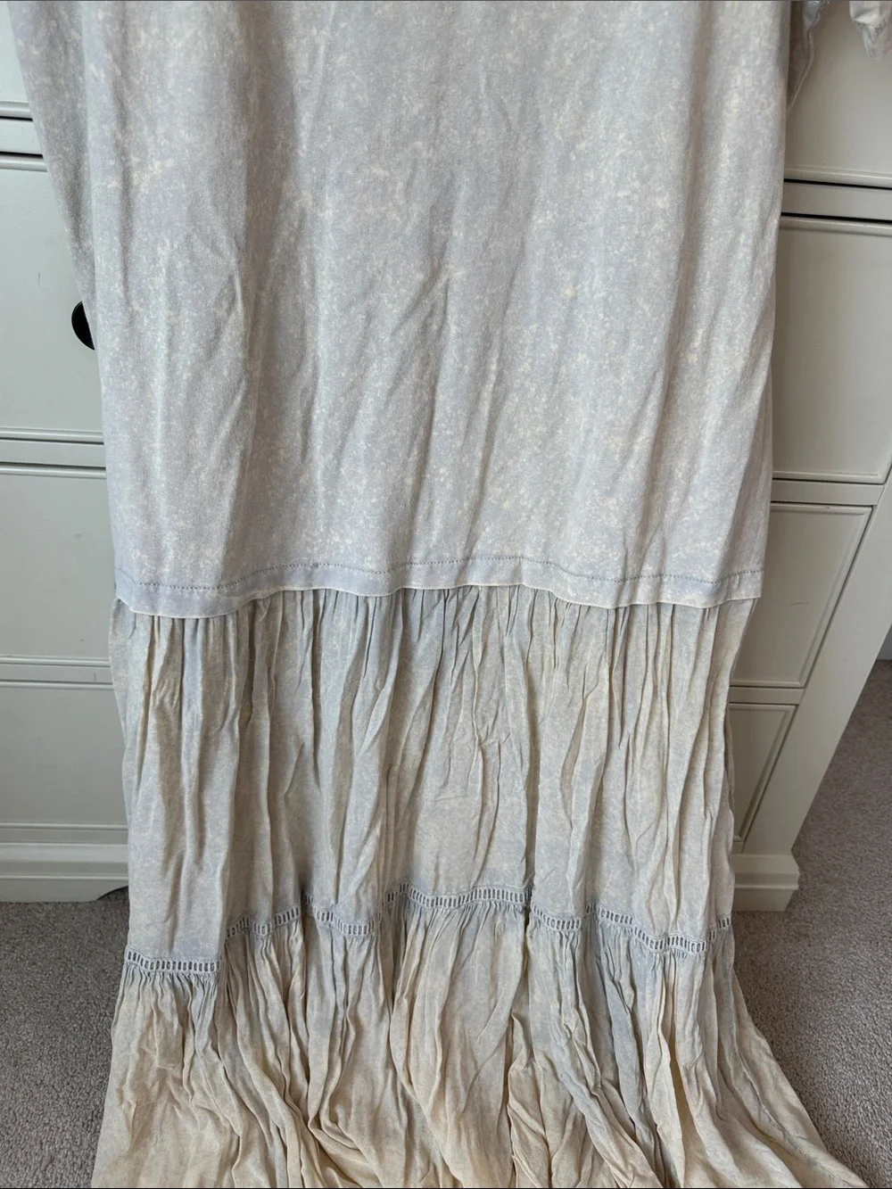 Free People Light Beige Tiered Short-Sleeve Maxi Dress - Picture 2 of 9